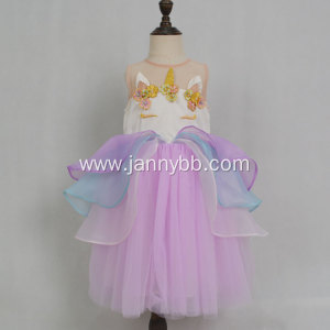 JannyBB unicorn hand embroidery baby girl dresses